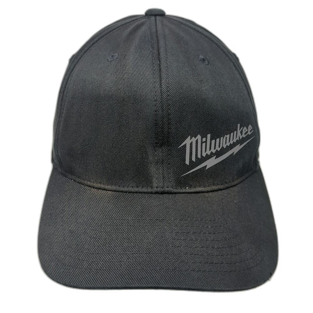 Milwaukee Baseball Cap Black One Size Flexfit Gray Logo Stretch Fit Work Hat